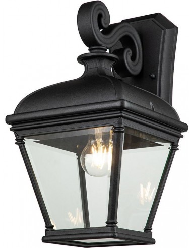 Bayview Udendørs væglampe i aluminium og glas H42,2 cm 1 x E27 - Mat sort/Klar