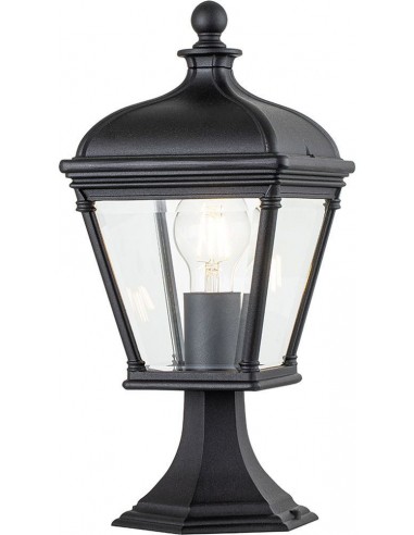 Bayview Udendørs halvmurslampe i aluminium og glas H39,3 cm 1 x E27 - Mat sort/Klar