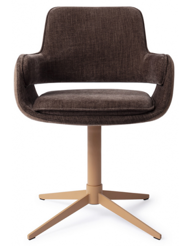 Oketo rotérbar spisebordsstol i polyester H83 cm - Mat lysebrun/2-tonet Valnød