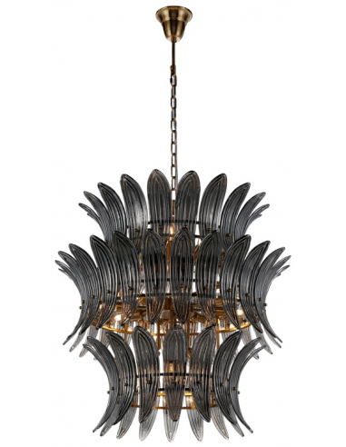 Salina Lysekrone i stål og glas Ø74 cm 16 x E14 - Antik messing/Sort