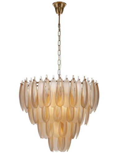 Chloe Lysekrone i stål og glas Ø60 cm 13 x E14 - Antik messing/Gylden