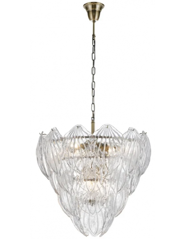 Clay Lysekrone i stål og glas Ø62 cm 9 x E14 - Antik messing/Klar