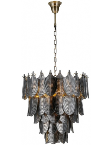 Divine Lysekrone i stål og glas Ø55 cm 10 x E14 - Antik messing/Sort