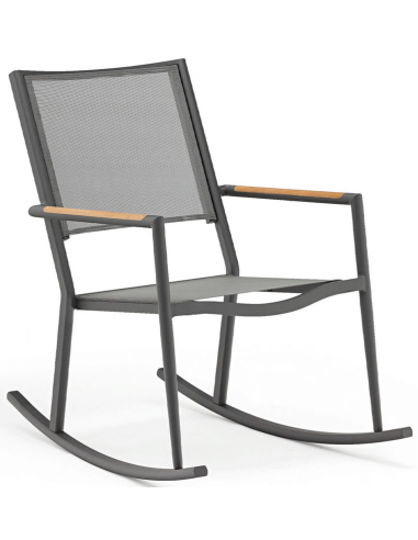 Polo gynge havestol i aluminium og Batyline H92 cm - Antracit/Mørkegrå