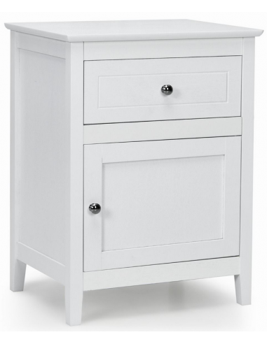 Sengebord med 1 skab og 1 skuffe i møbelplade H63,5 x B48 cm - Hvid