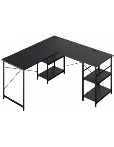 Hjørneskrivebord i metal og møbelplade 151 x 151 cm - Sort/Sort