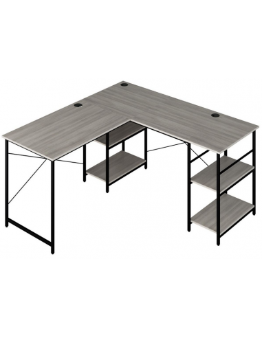 Hjørneskrivebord i metal og møbelplade 151 x 151 cm - Sort/Grå