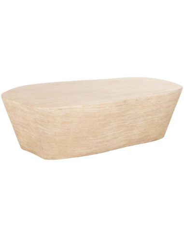Fictus organisk sofabord i faux travertin 125 x 80 cm - Beige