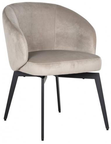 Amphara spisebordsstol i metal og velour H79 cm - Sort/Khaki
