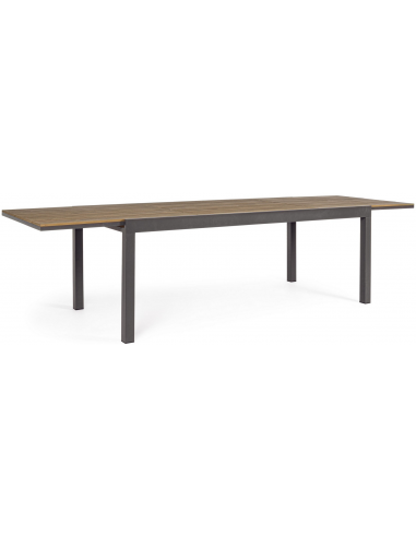 Havebord med udtræk i aluminium og komposit 200 - 300 x 95 cm - Charcoal/Teak