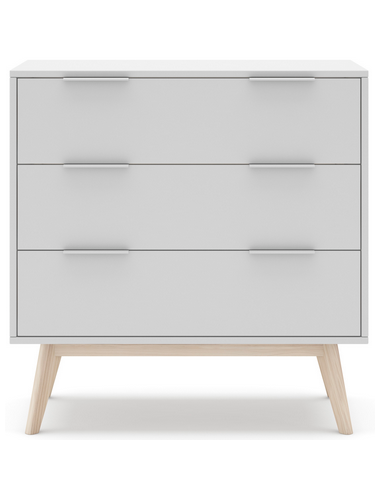 Campus kommode i fyrretræ og møbelplade B80 cm - Mat hvid/Lys natur