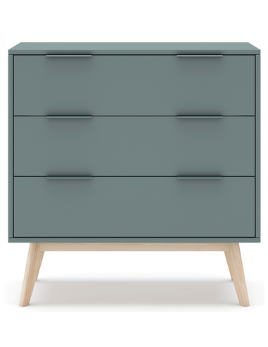 Pisco kommode i fyrretræ og møbelplade B80 cm - Fyrretræ/Khakigrøn