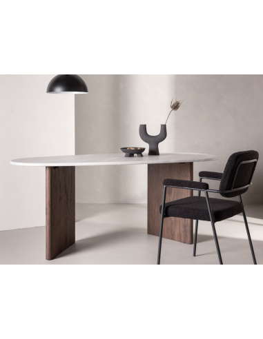 Vik spisebord i mdf H75 x B180 x D90 cm - Brun/Betongrå