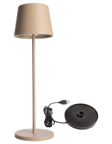 Canis inden-/udendørs trådløs bordlampe H37 cm 3,5W LED - Mat beige