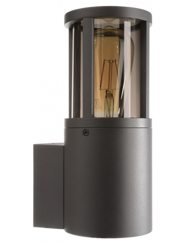 Facado II væglampe i aluminium og polycarbonat H26 cm 1 x E27 - Mørkegrå/Røget