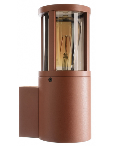 Facado II væglampe i aluminium og polycarbonat H26 cm 1 x E27 - Rust/Røget