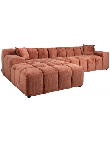 Cube venstrevendt chaiselong sofa i chenille 325 x 195 cm - Rødrosa
