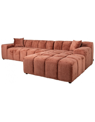 Cube højrevendt chaiselong sofa i chenille 325 x 195 cm - Rødrosa