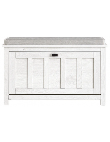 Skobænk i MDF og møbelplade H50 x B80 x D29 cm - Antik hvid trælook/Grå