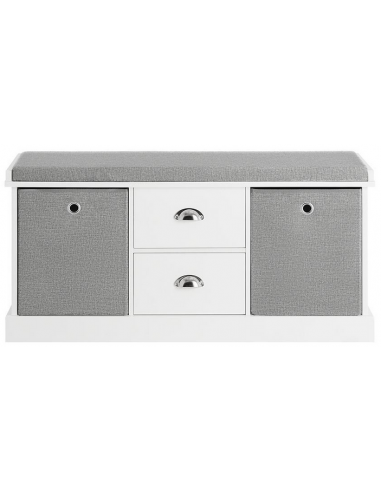 Skobænk i møbelplade og polyester H49 x B100 x D35 cm - Grå/Hvid