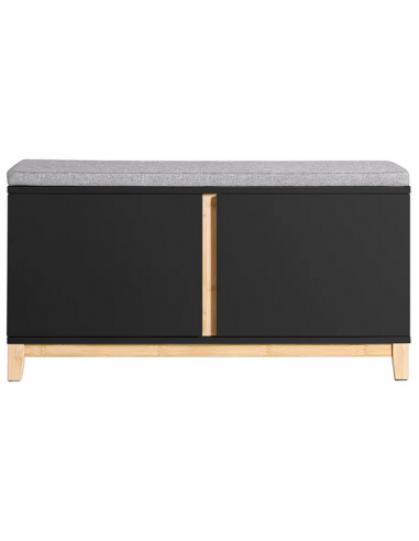 Skobænk i møbelplade og bambustræ H46 x B90 x D34 cm - Natur/Sort