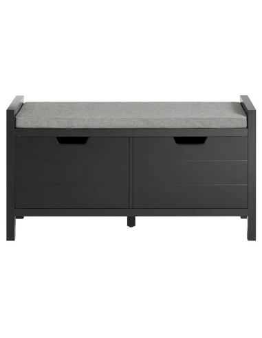 Skobænk i møbelplade og polyester H50 x B91 x D31 cm - Sort/Grå