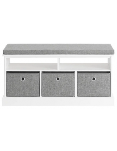 Skobænk i møbelplade og polyester H50 x B95 x D35 cm - Hvid/Grå