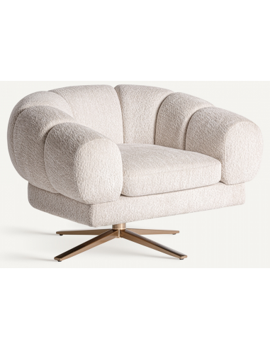 Elise rotérbar lænestol i stål og polyester B84 cm - Antik messing/Natur