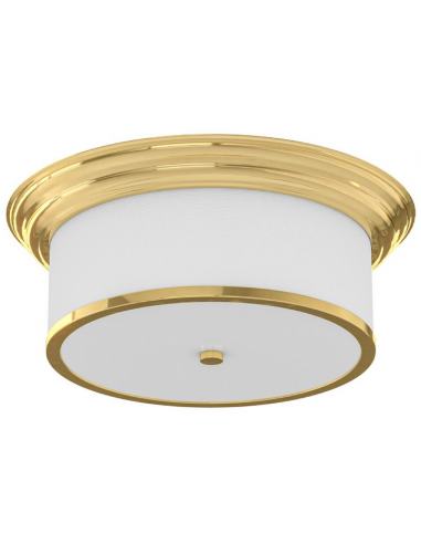 Famburo Plafond i metal, tekstil og glas Ø39 cm 3 x E14 - Guld/Cremehvid/Mat hvid