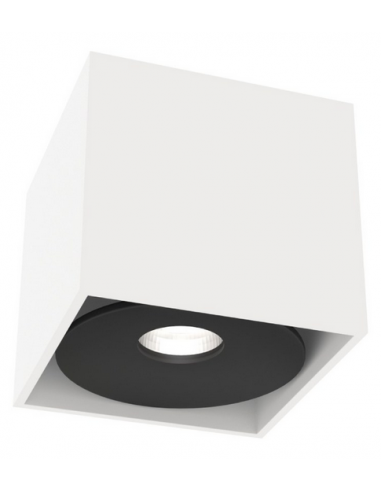 Cardi Påbygningsspot med kip i aluminium 11 x 11 cm 1 x GU10 - Hvid/Sort