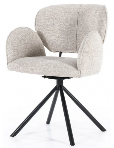 Rosalin rotérbar spisebordsstol i metal og polyester H83,5 cm - Sort/Taupe