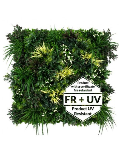 Habitat Plantevæg med kunstige planter brandhæmmet og UV resistent 100 x 50 cm