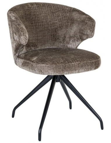 Milly rotérbar spisebordsstol i metal og chenille H82 cm - Sort/Stengrå