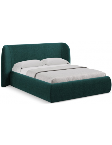 Hauke sengeramme i chenille med opbevaring og sengegavl 180 x 200 cm - Flaskegrøn
