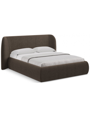 Hauke sengeramme i chenille med opbevaring og sengegavl 160 x 200 cm - Mørkebrun