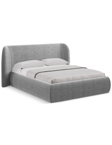 Hauke sengeramme i chenille med opbevaring og sengegavl 160 x 200 cm - Grå