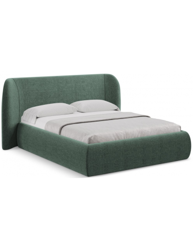 Hauke sengeramme i chenille med opbevaring og sengegavl 160 x 200 cm - Grøn