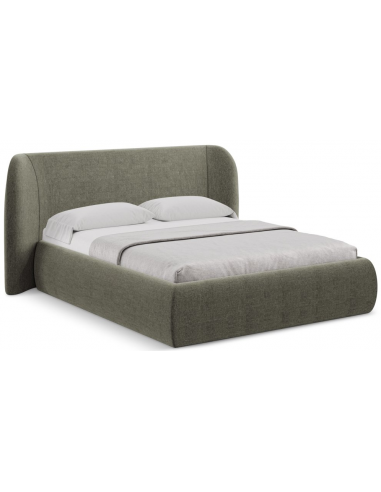 Hauke sengeramme i chenille med opbevaring og sengegavl 160 x 200 cm - Khaki