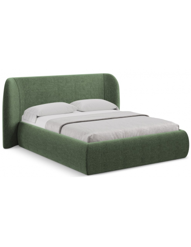 Hauke sengeramme i chenille med opbevaring og sengegavl 160 x 200 cm - Lysegrøn