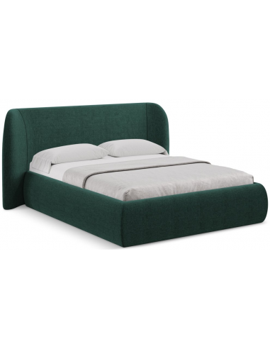 Hauke sengeramme i chenille med opbevaring og sengegavl 160 x 200 cm - Marine