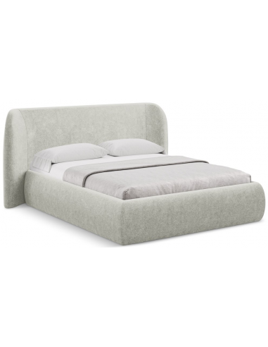 Hauke sengeramme i bouclé med opbevaring og sengegavl 160 x 200 cm - Beige