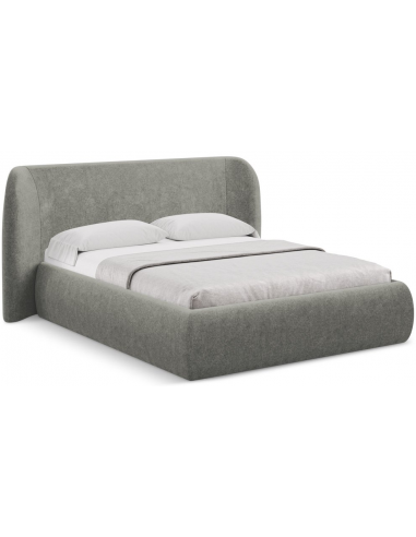 Hauke sengeramme i bouclé med opbevaring og sengegavl 160 x 200 cm - Elefantgrå