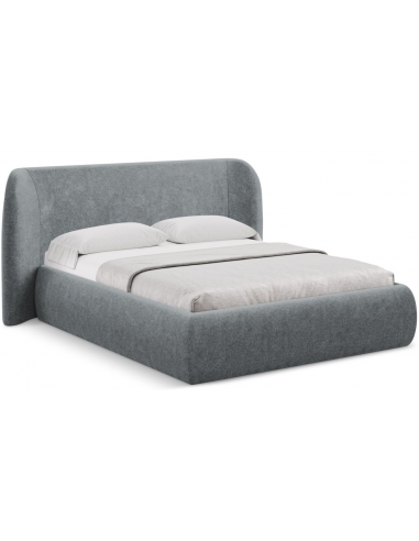 Hauke sengeramme i bouclé med opbevaring og sengegavl 160 x 200 cm - Grå