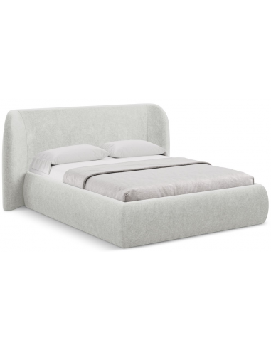 Hauke sengeramme i bouclé med opbevaring og sengegavl 160 x 200 cm - Lys beige