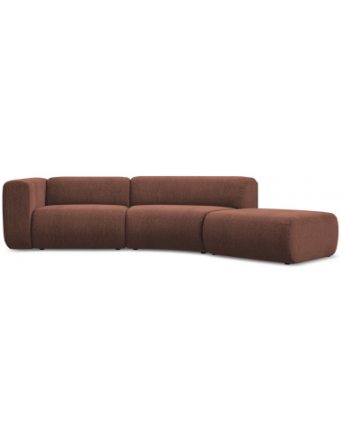 Ekahi buet højrevendt chaiselong modulsofa i chenille 335 x 166 cm - Brun
