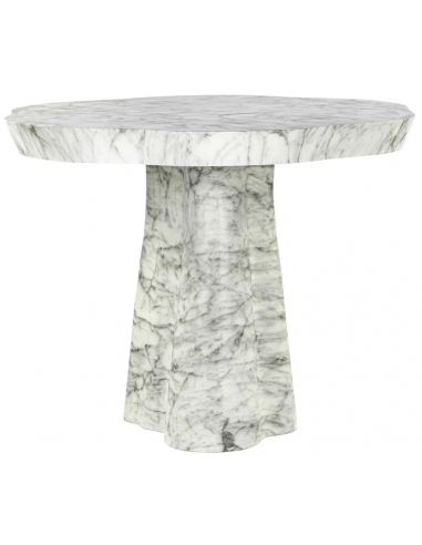 Rockyard organisk spisebord i faux marmor Ø140 cm - Hvid marmor