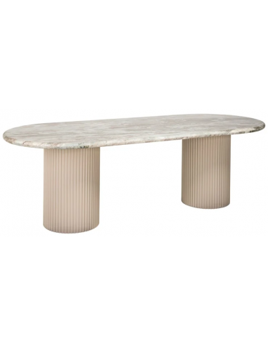 Coronel ovalt spisebord i MDF & marmor 240 x 100 cm - Beige/Beige marmor
