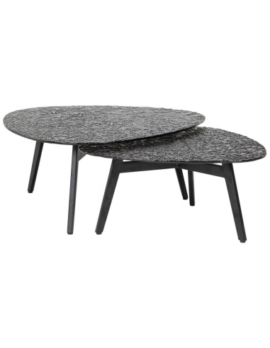 Riley sæt med 2 x sofaborde i jern og glas - Sort/Brun