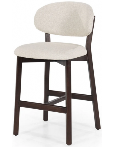 Mikky barstol i egetræ og polyester H97,5 cm - Mørkebrun/Beige