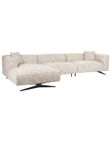 Hoxton venstrevendt chaiselongsofa i metal og polyester 340 x 176 cm - Sort/Meleret natur